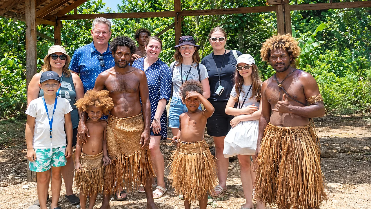 Guests visiting a local cultural experience in Vanuatu