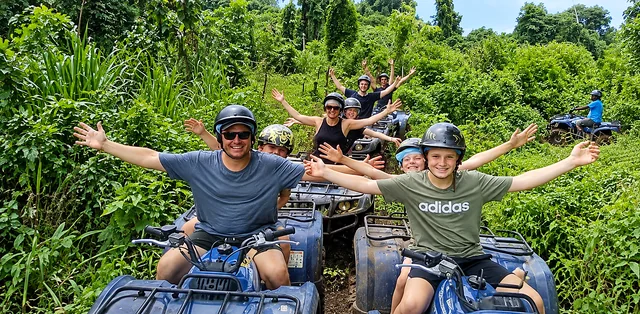 Guests enjoying a quad bike adventure on Efate