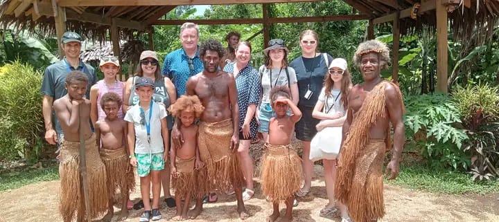 Visitors meeting a local cultural group